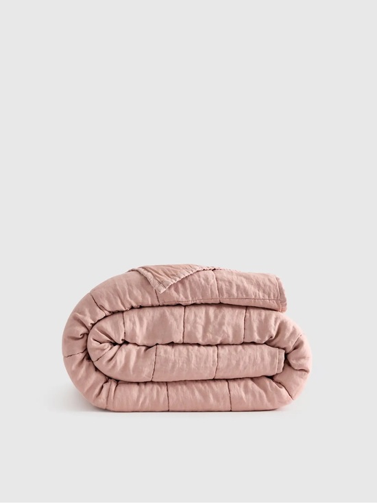 Quince Other - Quince Lightweight European Linen Box Quilt Full/Queen Dusty Mauve